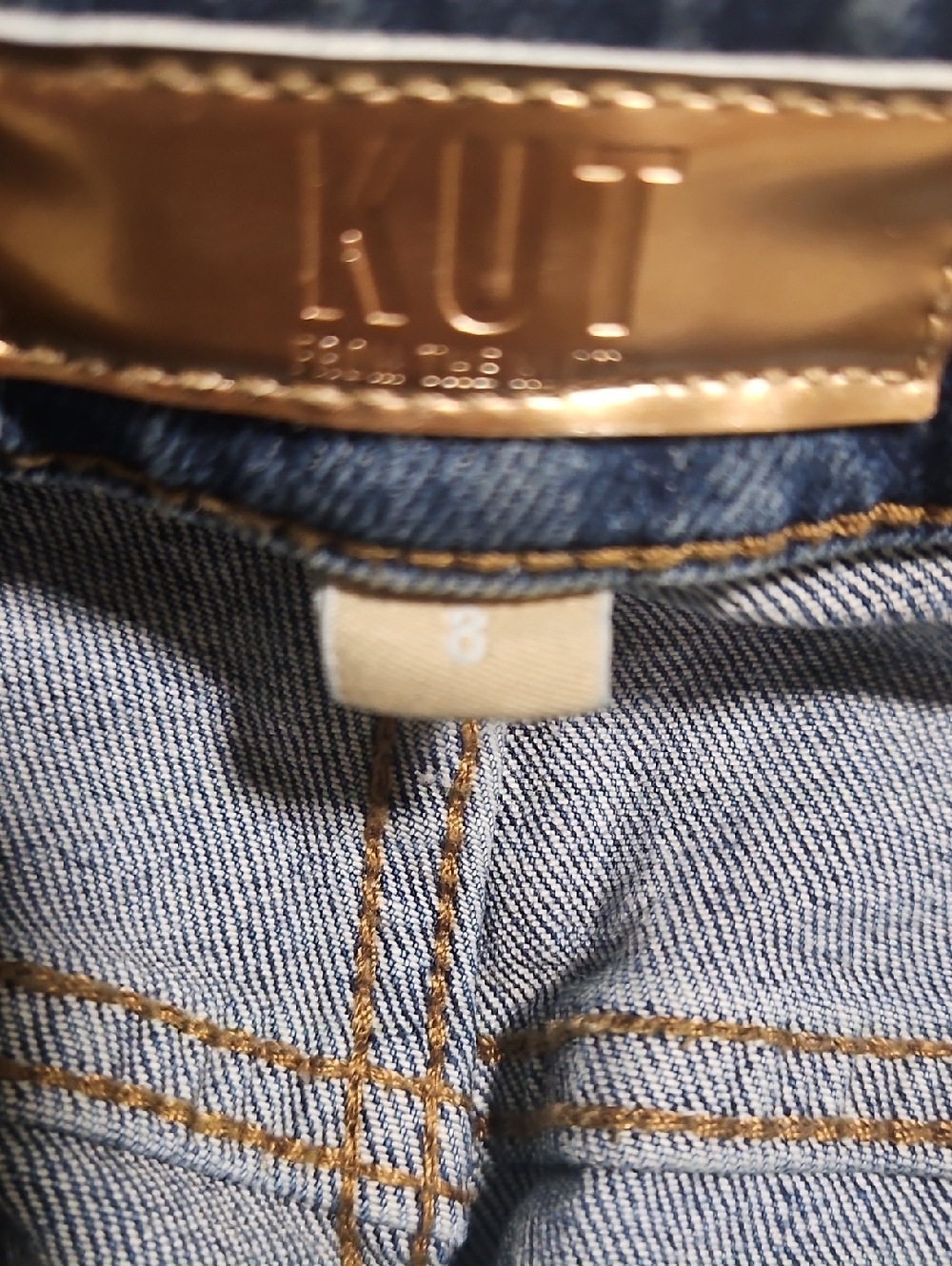 Kut from the Kloth Two-Tone Dark and Medium Blue High-Rise Jeans And Wide Leg - Picture 11 of 11